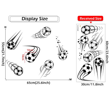 6 τμχ Διαφορετικό στυλ Ιπτάμενο ποδόσφαιρο ποδοσφαίρου με ίχνη αστεριών Αυτοκόλλητα τοίχου για υπνοδωμάτιο αγοριού Σαλόνι νηπιαγωγείου Διακοσμητικά τοίχου