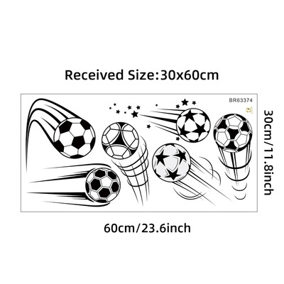 6 ks Nálepky na stenu s lietajúcim futbalom v rôznych štýloch s hviezdičkami pre chlapcov, spálňu, obývačku, detskú izbu, dekoráciu na stenu
