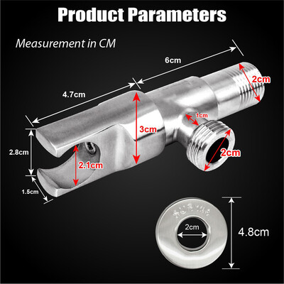 Falra szerelhető kézi zuhanytartó és tömlőcsatlakozó rozsdamentes acél vízbevezető szögszelep bidé tartóval