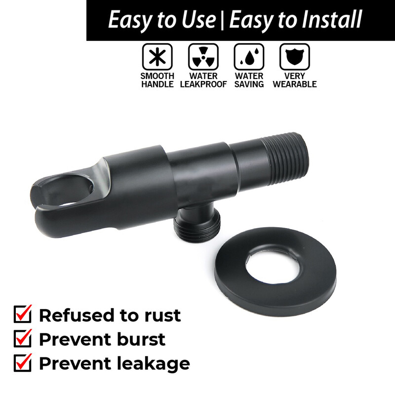 Falra szerelhető kézi zuhanytartó és tömlőcsatlakozó rozsdamentes acél vízbevezető szögszelep bidé tartóval