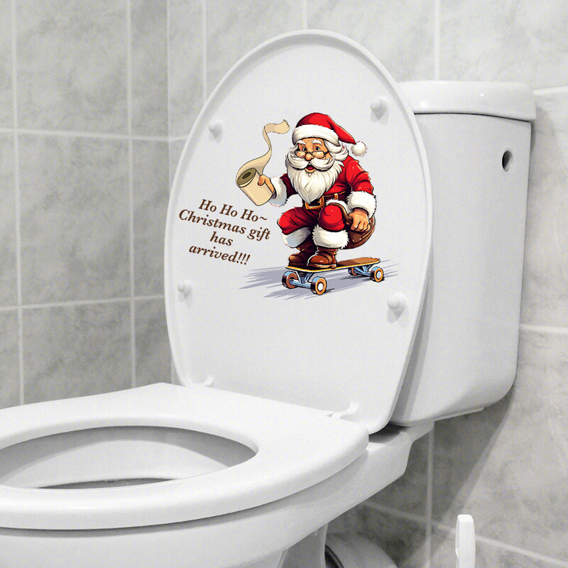 Karácsonyi kreatív rajzfilm Mikulás papírtörlő fürdőszobai WC-matrica lakberendezési öntapadós matrica