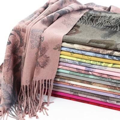 Prabangaus prekės ženklo kašmyro moteriškas skara spausdinta žieminė šilta skara Pashmina kutais kaklaskarės Ilgos storos antklodės moteriškos bandanos foulard