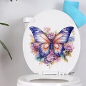 Autocolante amuzante de toaletă cu fluture, adezivi impermeabili, autocolante decorative din vinil pentru capacul toaletei, Wc, frigider, decorațiuni pentru casă