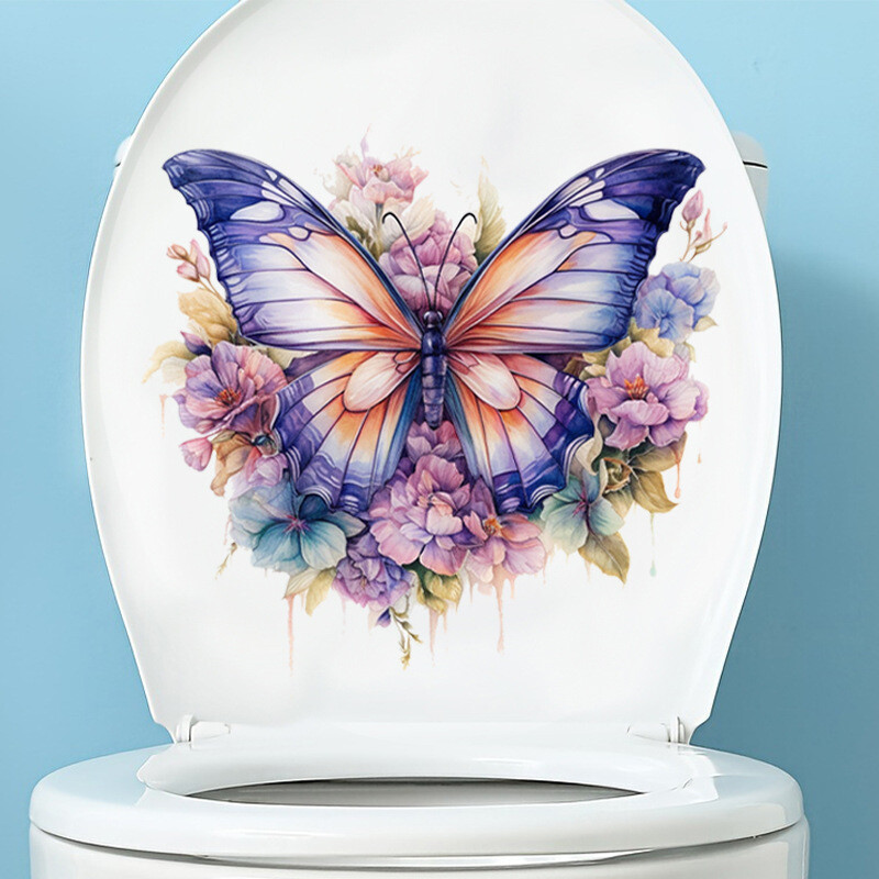 Autocolante amuzante de toaletă cu fluture, adezivi impermeabili, autocolante decorative din vinil pentru capacul toaletei, Wc, frigider, decorațiuni pentru casă