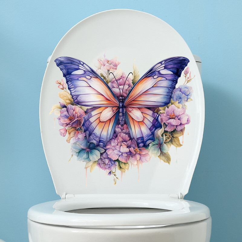 Autocolante amuzante de toaletă cu fluture, adezivi impermeabili, autocolante decorative din vinil pentru capacul toaletei, Wc, frigider, decorațiuni pentru casă