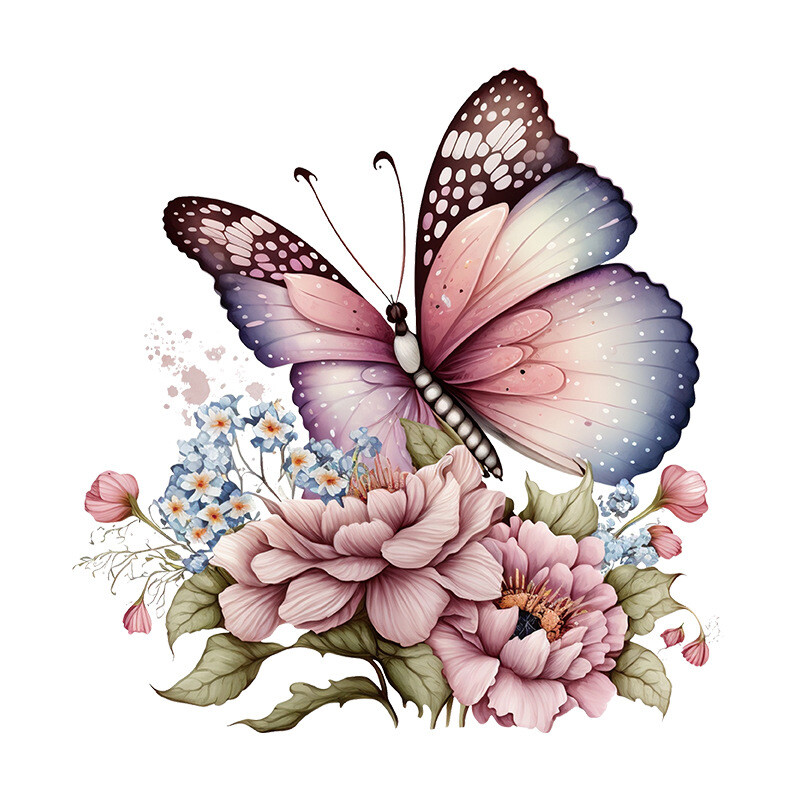 Пеперуди Растения Цветя Стикери за тоалетна Водоустойчиви стикери за декорация на тоалетна за баня Декорация на шкафове за всекидневна Самозалепваща стенопис