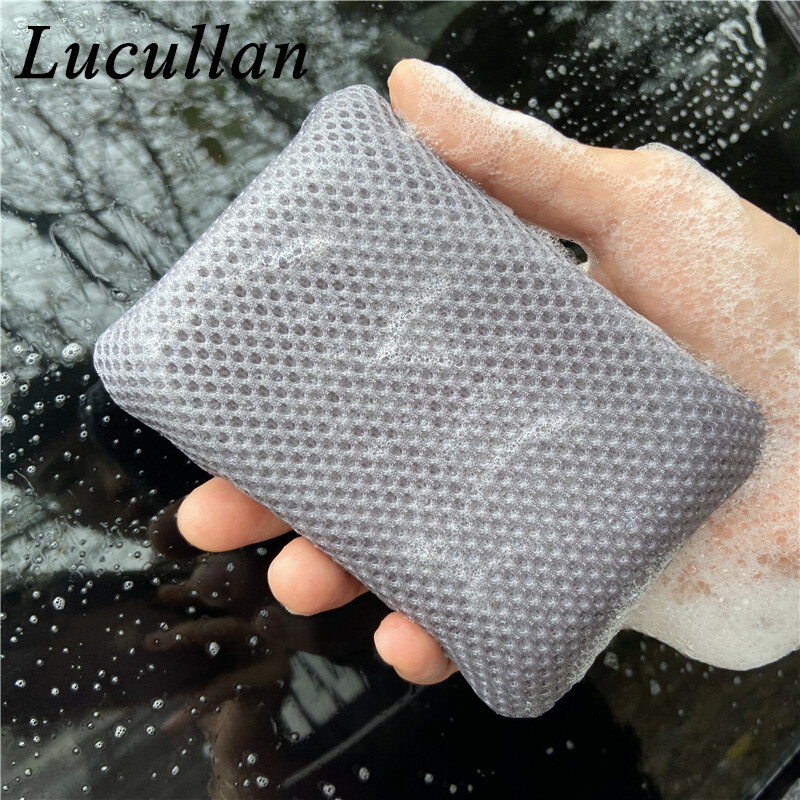 Lucullan 3 színű mikroszálas szivacs autómosáshoz Ultra puha hálós szivacsok a szennyezett üvegfesték tisztítására