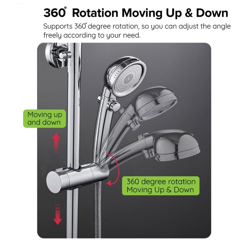 Universalus slankiojančios juostos rankinio dušo laikiklis Reguliuojamas 18–25 mm purkštuvas Dušo rankenos bėgelio laikiklis Tvirtinimo kronšteinai Vonios kambario priedai