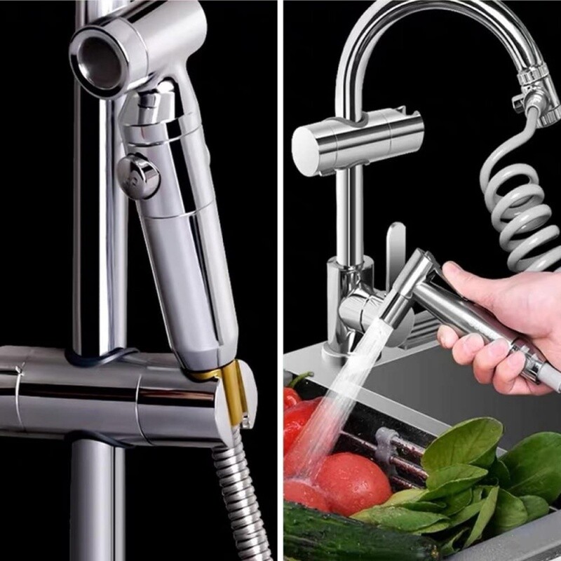 Universalus slankiojančios juostos rankinio dušo laikiklis Reguliuojamas 18–25 mm purkštuvas Dušo rankenos bėgelio laikiklis Tvirtinimo kronšteinai Vonios kambario priedai