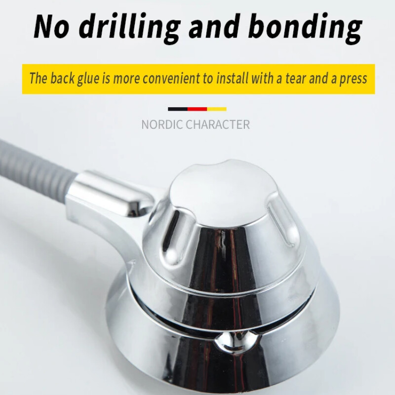 Βάση ντουζιέρας βεντούζας Lamgool Ρυθμιζόμενη βάση στήριξης κεφαλής ντους Βάση ακροφυσίου χωρίς διάτρηση Στήριγμα ντους με περιστροφή πολλαπλών γωνιών