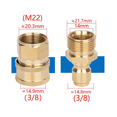 Magasnyomású mosó gyorscsatlakozó készlet M22 14 mm-től 3/8-ig tömlő gyorscsatlakozó illesztési adapter a nagynyomású mosópisztoly tömlőszivattyúhoz 5000 PSI