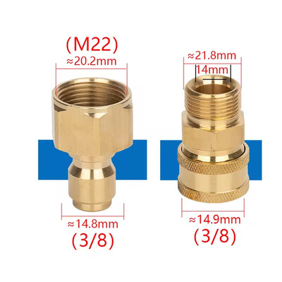 Magasnyomású mosó gyorscsatlakozó készlet M22 14 mm-től 3/8-ig tömlő gyorscsatlakozó illesztési adapter a nagynyomású mosópisztoly tömlőszivattyúhoz 5000 PSI