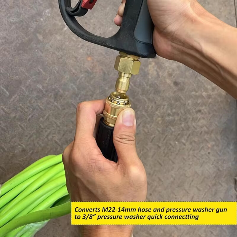 Magasnyomású mosó gyorscsatlakozó készlet M22 14 mm-től 3/8-ig tömlő gyorscsatlakozó illesztési adapter a nagynyomású mosópisztoly tömlőszivattyúhoz 5000 PSI