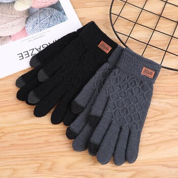 Φθινοπωρινή χειμερινή έκδοση του The Touch Screen Knitted Wool Plus Velvet Thickening Outdoor Riding Gloves for Men Accessories Δώρα