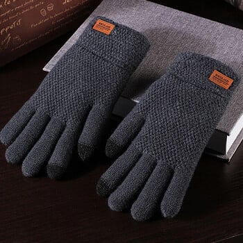 Φθινοπωρινή χειμερινή έκδοση του The Touch Screen Knitted Wool Plus Velvet Thickening Outdoor Riding Gloves for Men Accessories Δώρα