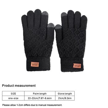 Φθινοπωρινή χειμερινή έκδοση του The Touch Screen Knitted Wool Plus Velvet Thickening Outdoor Riding Gloves for Men Accessories Δώρα