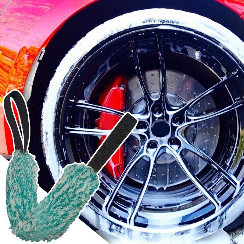 Prosop pentru spălarea roților de mașină Prosop de uscare a mașinii Prosop pentru roți cu curea lungă Perie portabilă de curățare a jantei cu două fețe cu curea lungă pentru casă