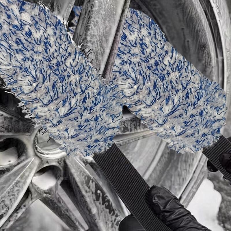 Prosop pentru spălarea roților de mașină Prosop de uscare a mașinii Prosop pentru roți cu curea lungă Perie portabilă de curățare a jantei cu două fețe cu curea lungă pentru casă