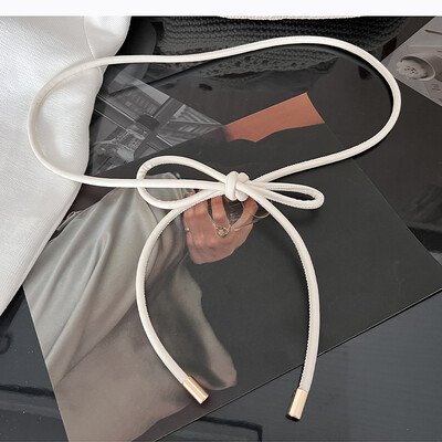 Νέο στρογγυλό δερμάτινο σχοινί λεπτή γυναικεία μόδα Διακοσμητική φούστα με κόμπους σχοινί μέσης Διακοσμητικό λουράκι πουλόβερ