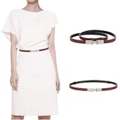 Novi ženski remeni za 2024. Mršavi mekani remeni od prave kože Podesivi tanki remen oko struka Srebrni metalik pojas s kopčom