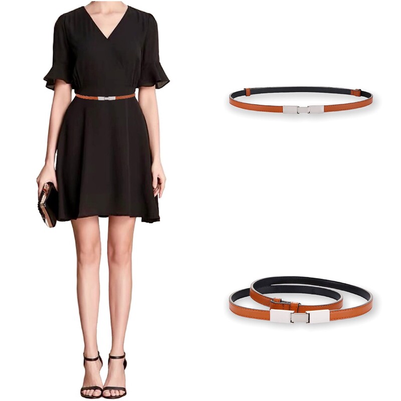 Novi ženski remeni za 2024. Mršavi mekani remeni od prave kože Podesivi tanki remen oko struka Srebrni metalik pojas s kopčom