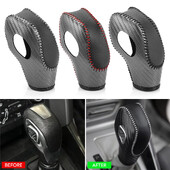 Automašīnas PU ādas oglekļa šķiedras pārnesumu pārslēgšanas pogas vāciņš Ford EcoSport Escape Fusion C-Max Energi Wagon Fiesta Focus Transit furgonam