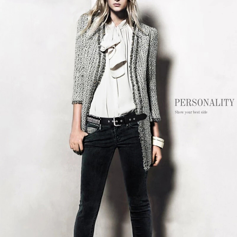 Új divatos női bőr punk öv üreges szegecs luxusmárka öv personality rock vad állítható fiatal trend öv2023Új