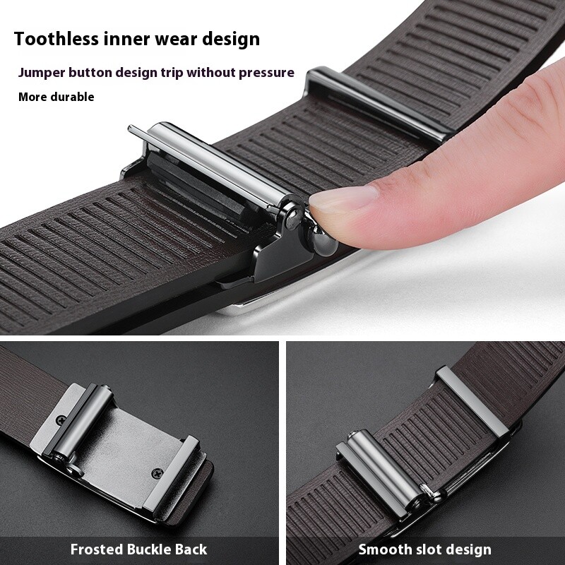 Férfi bőr övek divatos automata csatos Cowskin férfi övek Luxus Designer fekete öv 105-160cm Molett farmer öv