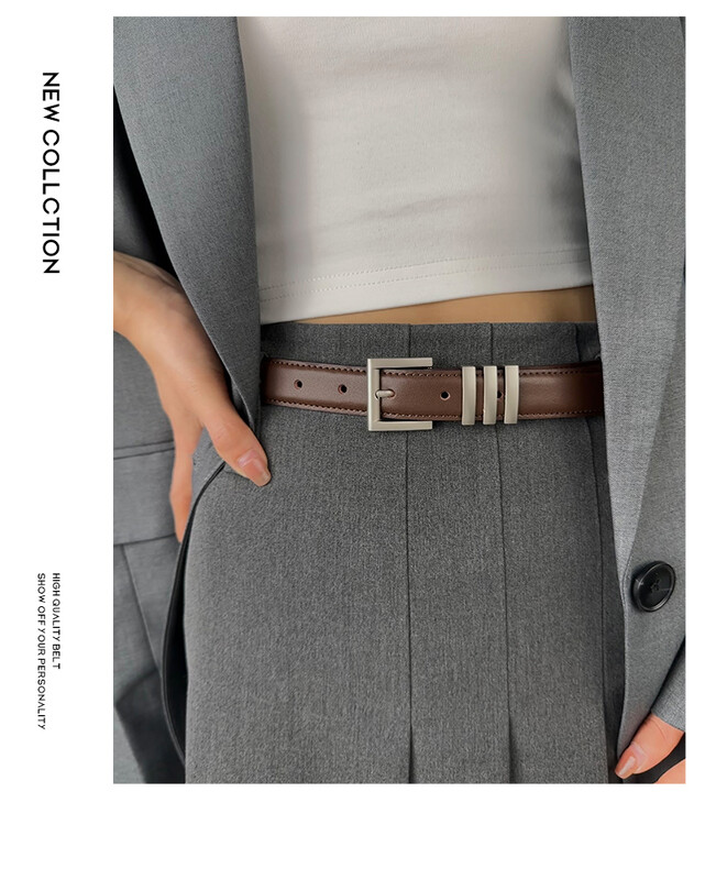 Moteriški odiniai juodi platus diržas, metalinis kvadratinis segtukas, reguliuojama juosmens juosta Madingi moteriški džinsų diržai