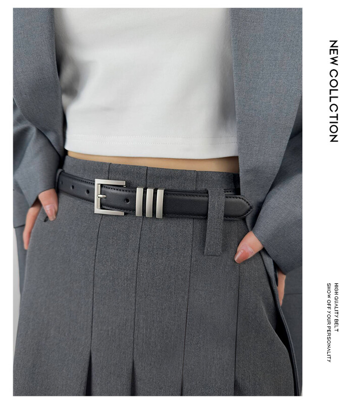 Moteriški odiniai juodi platus diržas, metalinis kvadratinis segtukas, reguliuojama juosmens juosta Madingi moteriški džinsų diržai