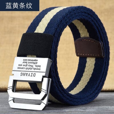 Új vászon öv férfi öv lány tinédzser dupla gyűrűs csatos farmernadrág katonai diákszövettel, tervezői övek pas taktyczny