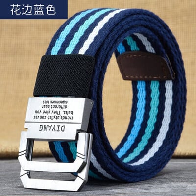 Új vászon öv férfi öv lány tinédzser dupla gyűrűs csatos farmernadrág katonai diákszövettel, tervezői övek pas taktyczny