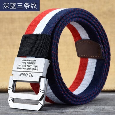 Új vászon öv férfi öv lány tinédzser dupla gyűrűs csatos farmernadrág katonai diákszövettel, tervezői övek pas taktyczny