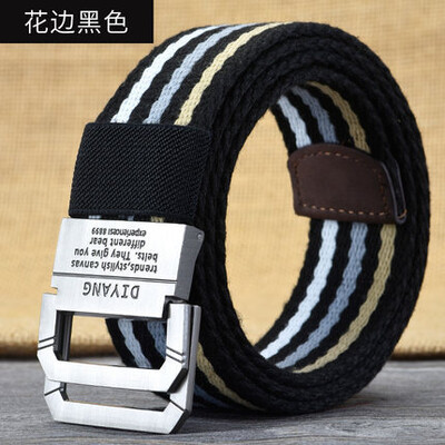 Új vászon öv férfi öv lány tinédzser dupla gyűrűs csatos farmernadrág katonai diákszövettel, tervezői övek pas taktyczny