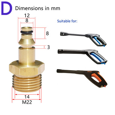Visokotlačni perač automobila Konektor crijeva Konvertor M22 Navoj za AR Patriot Daewoo Lavor Black Decker Bosch Bort visokotlačni perač