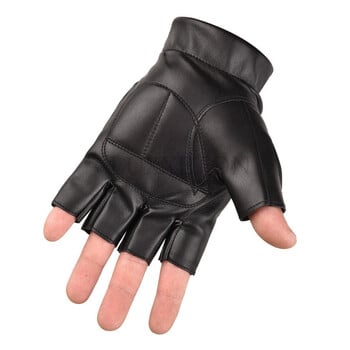 Ανδρικά Half Finger Black Washable PU Leather Tactical Gym Fighting Glove Army Military Climbing Sport Fitness Γάντι ποδηλασίας