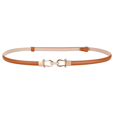 Vékony bőröv nőknek Egyszerű aranycsattal állítható deréköv Vintage női ruhák vékony öv