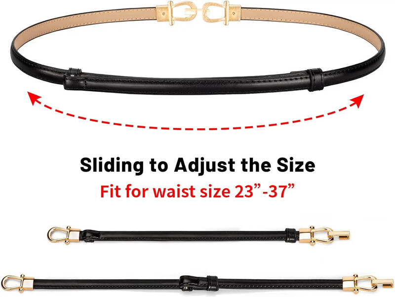 Vékony bőröv nőknek Egyszerű aranycsattal állítható deréköv Vintage női ruhák vékony öv