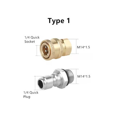 1/4 greitosios jungties aukšto slėgio plovimo adapterio rinkinys M14*1,5 moteriškas 4000PSI žalvario putplasčio adapterio jungtis