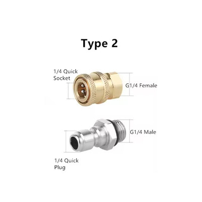 1/4 greitosios jungties aukšto slėgio plovimo adapterio rinkinys M14*1,5 moteriškas 4000PSI žalvario putplasčio adapterio jungtis