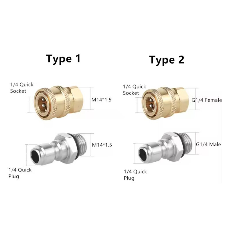 1/4 greitosios jungties aukšto slėgio plovimo adapterio rinkinys M14*1,5 moteriškas 4000PSI žalvario putplasčio adapterio jungtis
