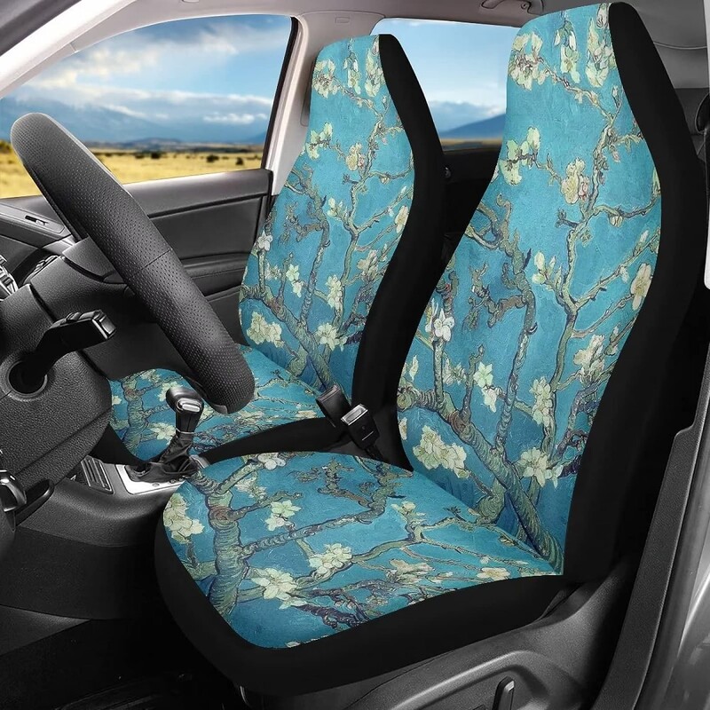 Van Gogh migdolų žiedų gėlių automobilių sėdynių užvalkalai moterims automobilių sėdynių kilimėlių užvalkalai Protector Cushion Universal Fit sedan sunkvežimių visureigis