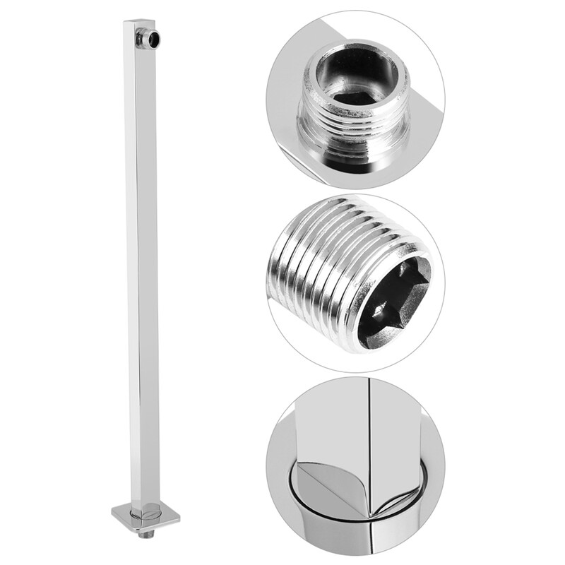 60 cm kvadratinė dušo galvutės prailginimo rankena, pritvirtinta prie sienos, nerūdijančio plieno, lietaus prailginimo vamzdis, dušo laikiklio rankena vonios kambario įrankiai