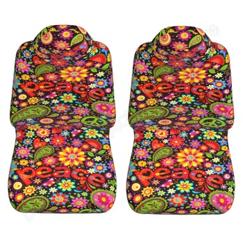 Hippie Colorful Floral Καλύμματα καθισμάτων αυτοκινήτου Σετ 2 τμχ Auto