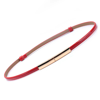 Divat vékony luxus női öv divat lakk valódi bőr arany fém csat ruha farmernadrághoz dekoratív női derékpántok