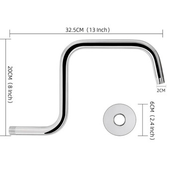13\'\' монтирани на стена рамена за душ, удължител за душ слушалка от неръждаема стомана, сребристо, черен хардуер за баня, щанга за душ глава