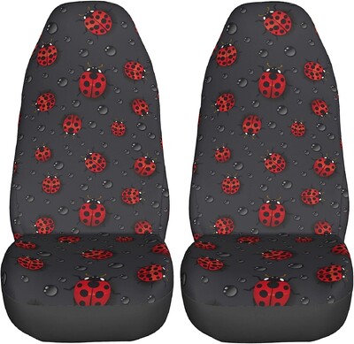 Ladybugs Rain automobilio sėdynės užvalkalas 2 vnt. Transporto priemonės priekinės sėdynės apsauga Auto salono priedai Protetors Automobilių kilimėlių užvalkalai Universalūs