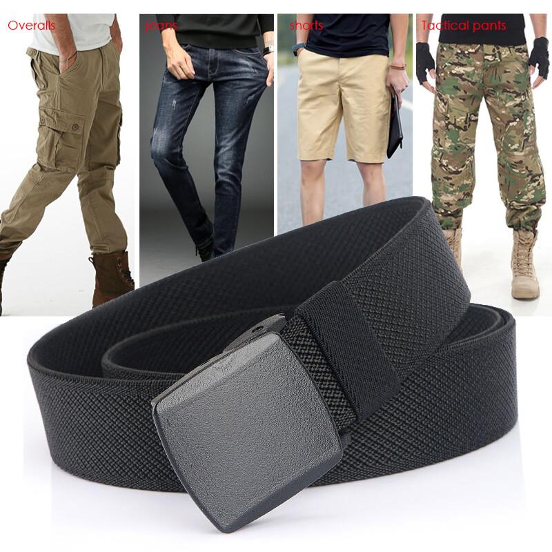 VATLTY Ανδρική ελαστική ζώνη χωρίς μέταλλο, ανθεκτική μηχανική, πλαστική πόρπη ταχείας αποδέσμευσης, νάιλον ζώνη, ελαστική ζώνη εξωτερικού χώρου