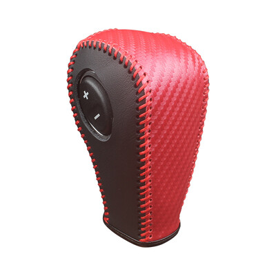 Personalizați potrivirea pentru vechiul Ford Edge din piele naturală cusut manual Fibră de carbon Capac schimbător de viteze Capac frână de mână