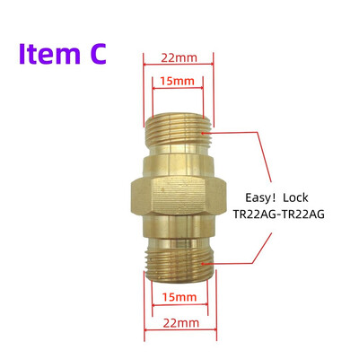TR22 Mjedeni adapter FINDER M22 G1/4''G3/8'' Konektor za lako zaključavanje navoja za Karcher HD HDS pištolj za prskanje Koplje crijevo tlačni perač